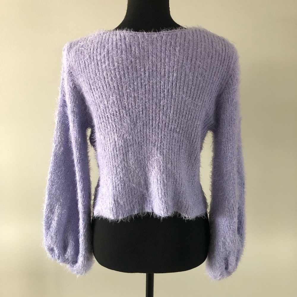 Women’s HYFVE Lavender Cropped Twist-Front Sweater size S - Picture 5 of 11